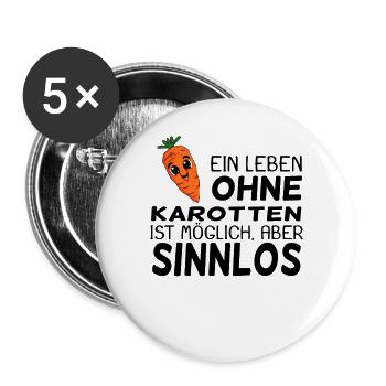 Vegan Karotte Karotten Möhre Möhren - Buttons groß 56 mm (5er Pack) - Weiß - Vorne