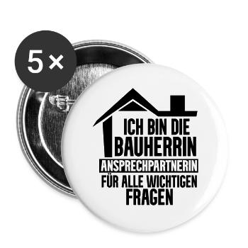 Bauherrin Hausbau - Buttons groß 56 mm (5er Pack) - Weiß - Vorne