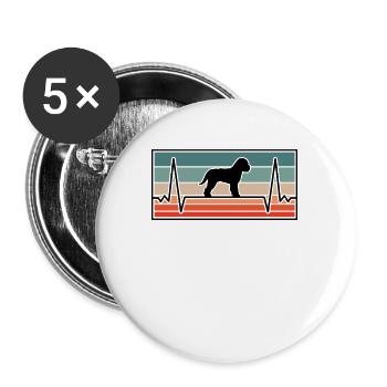 Lagotto Romagnolo Herzschlag Trüffelhund Geschenk - Buttons groß 56 mm (5er Pack) - Weiß - Vorne