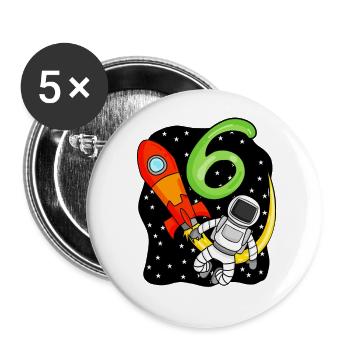 6th Birthday - 6 Years Astronaut Boy Gift - Buttons large 2.2''/56 mm (5-pack) - white - Front
