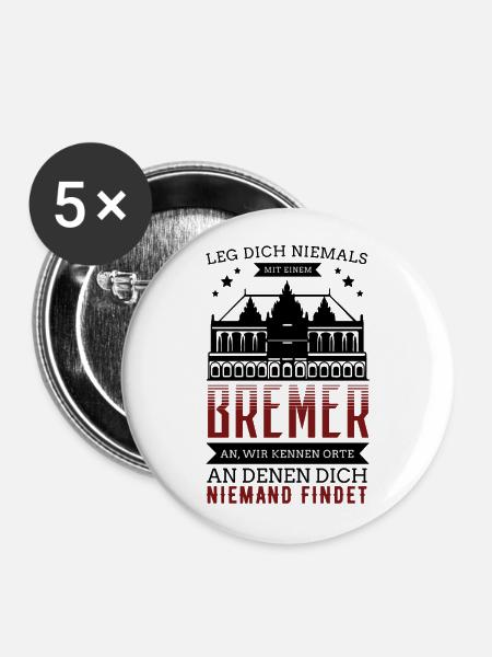 Bremen - Bremer - Buttons groß 56 mm (5er Pack) - Weiß