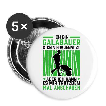 Ich bin Galabauer Galabau Landschaftsbauer - Buttons groß 56 mm (5er Pack) - Weiß - Vorne