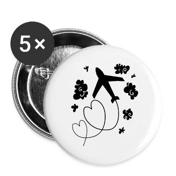 Avion - Lot de 5 grands badges (56 mm) - blanc - Devant