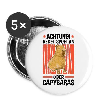 Redet über Capybara Südamerika Wasserschwein - Buttons groß 56 mm (5er Pack) - Weiß - Vorne