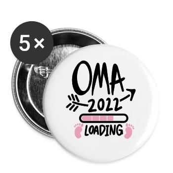 Oma 2022 - Werdende Oma 2022 - Buttons groß 56 mm (5er Pack) - Weiß - Vorne