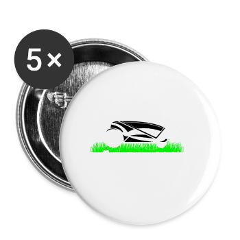 Keine Zeit Mein Mähroboter Ruft Rasenmäher Gärtner - Buttons groß 56 mm (5er Pack) - Weiß - Vorne