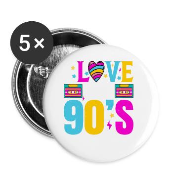 Ich Liebe Das Klassische Kostüm Der 90er Jahre - Buttons groß 56 mm (5er Pack) - Weiß - Vorne