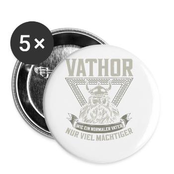 Vathor Wie Ein Normaler Vater Vatertag Wikinger - Buttons groß 56 mm (5er Pack) - Weiß - Vorne