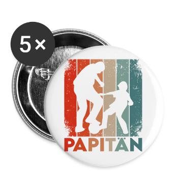 Papitän Papa Vater Fußball Kapitän Retro Vintage - Buttons groß 56 mm (5er Pack) - Weiß - Vorne