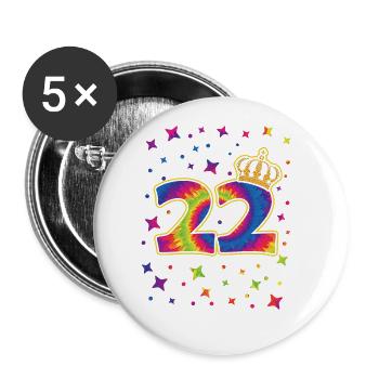Tie-dye 22nd birthday party 22 years old - Buttons large 2.2''/56 mm (5-pack) - white - Front