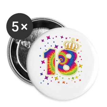 Tie-dye 18th birthday party 18 years old - Buttons large 2.2''/56 mm (5-pack) - white - Front