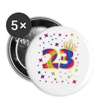 Tie-dye 23rd Birthday Party 23 Years Old Celebrant - Buttons large 2.2''/56 mm (5-pack) - white - Front