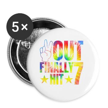 Enfin atteint le 7e anniversaire du célébrant de 7 ans - Lot de 5 grands badges (56 mm) - blanc - Devant
