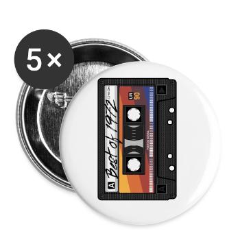 Best Of 1972 Mixtape Kassette 70er Jahre Party Mix - Buttons groß 56 mm (5er Pack) - Weiß - Vorne