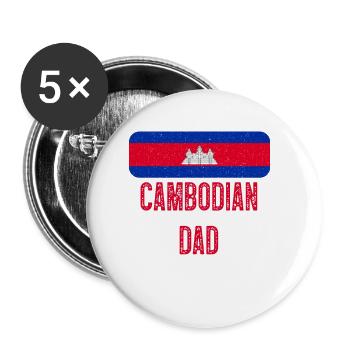 J’ai deux titres Cambodgien et Papa Cambodge - Lot de 5 grands badges (56 mm) - blanc - Devant