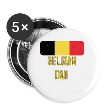 J’ai deux titres belge et papa Belgique - Lot de 5 grands badges (56 mm) - blanc - Devant