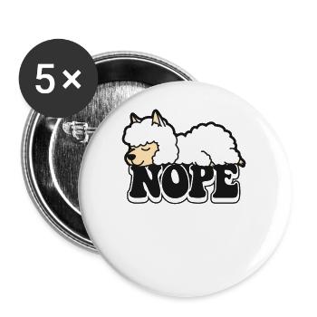 Nope Pako Alpaca Lama Alpakazüchter Alpaka - Buttons groß 56 mm (5er Pack) - Weiß - Vorne