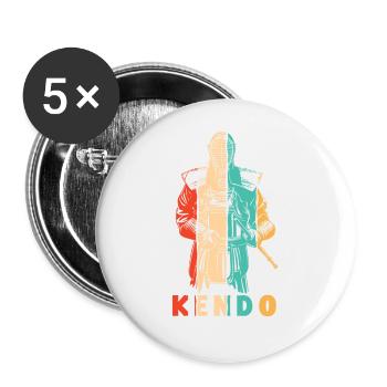 Kata Kenjusu Shinai Samurai Kendo - Buttons large 2.2''/56 mm (5-pack) - white - Front