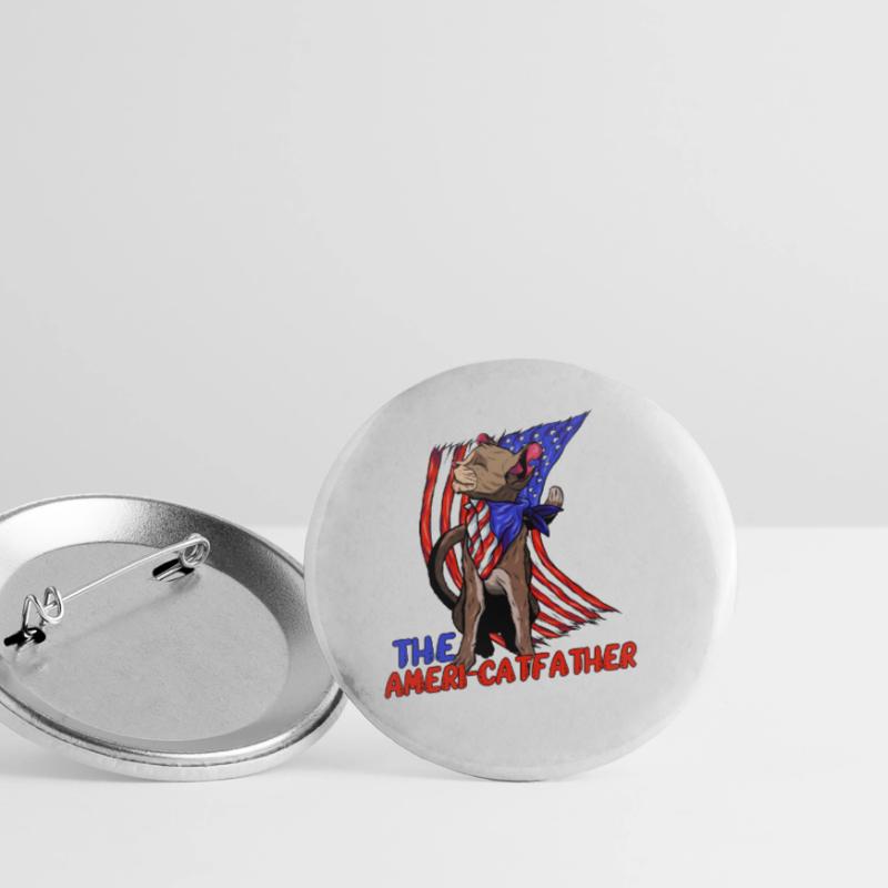 Ameri-catfather July 4 Independence Day Buttons large 2.2''/56 mm (5-pack)