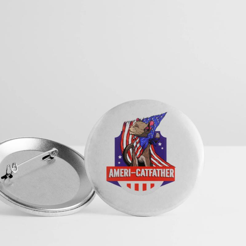 Ameri-catfather July 4 Independence Day Buttons large 2.2''/56 mm (5-pack)