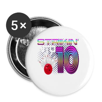 Striking Into 10 Bowling Bowler Celebration pour le 10. - Lot de 5 grands badges (56 mm) - blanc - Devant