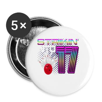 Striking Into 17 Bowling Bowler 17. Geburtstag - Buttons groß 56 mm (5er Pack) - Weiß - Vorne