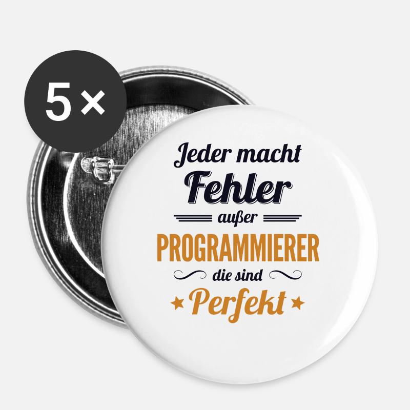 Programmierer sind Perfekt Developer Coder - Buttons groß 56 mm (5er Pack) - Weiß