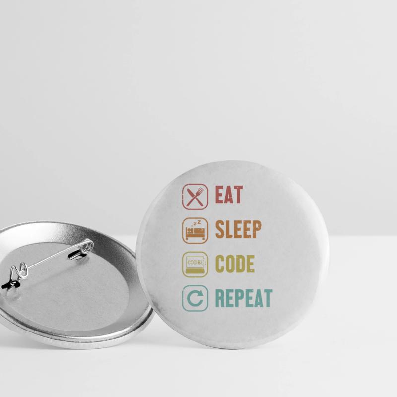 Eat Sleep Code Repeat Full Stack Coder Software Buttons large 2.2''/56 mm (5-pack)