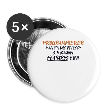 Programmierer Bauen Features Developer Coder - Buttons groß 56 mm (5er Pack) - Weiß - Vorne