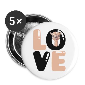 Love Llama Vicuna Guanaco Breeder Alpaca - Buttons large 2.2''/56 mm (5-pack) - white - Front