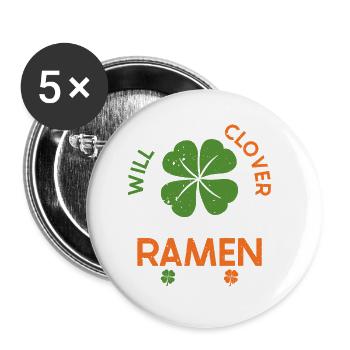 Échangez le trèfle contre des ramen | | amateur de ramen Japon - Lot de 5 grands badges (56 mm) - blanc - Devant