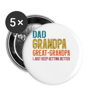Dad Grandpa Great Grandpa Fathers Day - Buttons large 2.2''/56 mm (5-pack) - white - Front