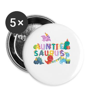 Aunt Saurus | Rawr Dinosaur Tshirt | Family - Buttons large 2.2''/56 mm (5-pack) - white - Front