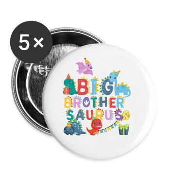 Grand frère Saurus | Tshirt de dinosaure Rawr | - Lot de 5 grands badges (56 mm) - blanc - Devant