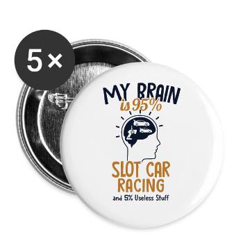 My Brain is 95% Slot Car RC Car Minicar Slot Car - Lot de 5 grands badges (56 mm) - blanc - Devant