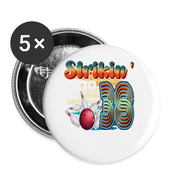 Strikin' Into 38 Bowling Bowler 38. Geburtstag - Buttons groß 56 mm (5er Pack) - Weiß - Vorne