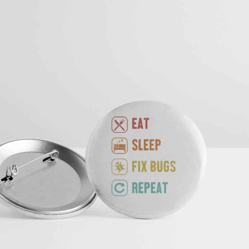Eat Sleep Fix Bugs Repeat Developer Coder Buttons groß 56 mm (5er Pack)