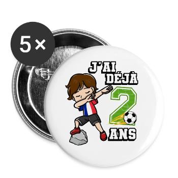 Fußball Junge Es Ist Mein 2e Geburtstag - Buttons groß 56 mm (5er Pack) - Weiß - Vorne
