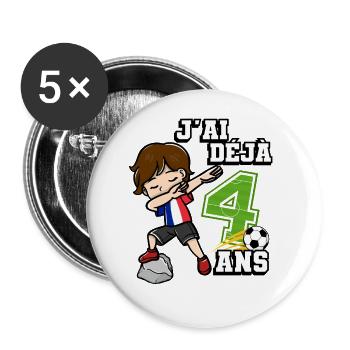 Fußball Junge Es Ist Mein 4e Geburtstag - Buttons groß 56 mm (5er Pack) - Weiß - Vorne
