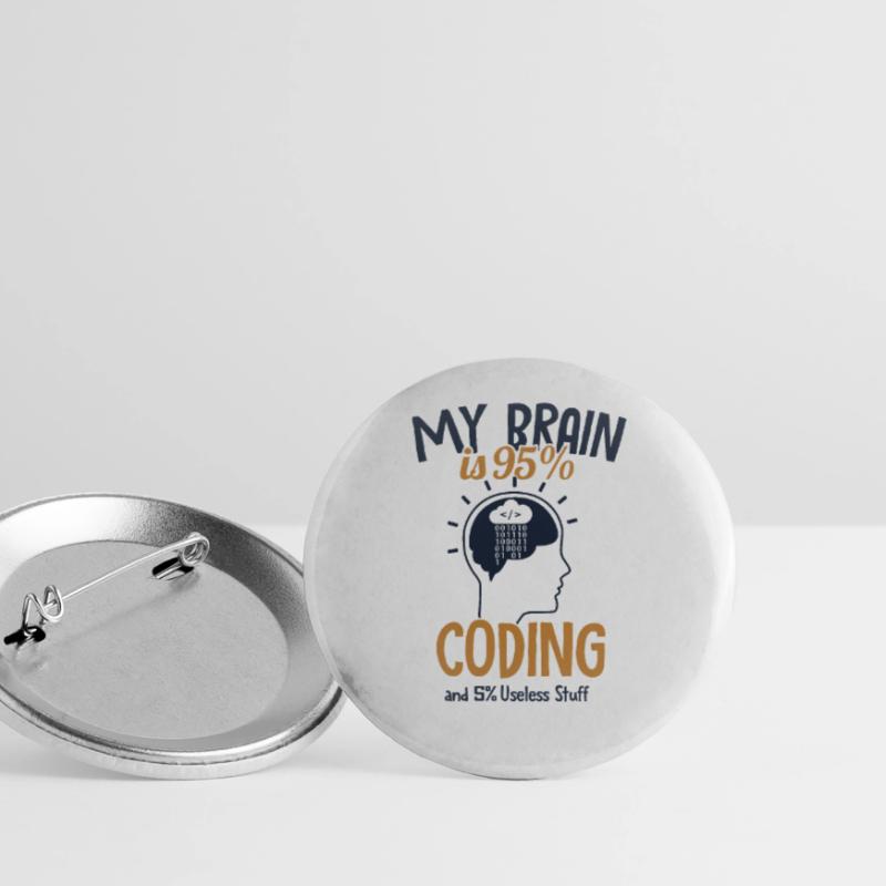 My Brain is 95% Coding Softwareingenieur Coder Buttons groß 56 mm (5er Pack)