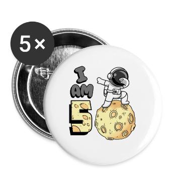 I am 5 room astronaut child Moon Walker 5. - Buttons large 2.2''/56 mm (5-pack) - white - Front