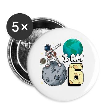 Je suis astronaute de 6 pièces enfant Moon Walker 6. - Lot de 5 grands badges (56 mm) - blanc - Devant
