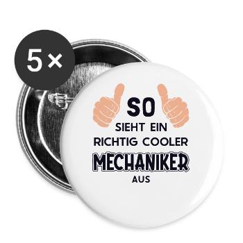 So sieht ein cooler Mechaniker aus Meister Kfz - Buttons groß 56 mm (5er Pack) - Weiß - Vorne