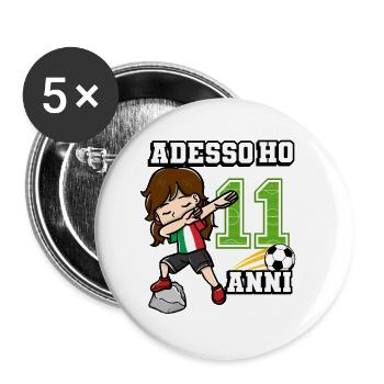 Fußballmädchen Es Ist Mein 11 Geburtstag - Buttons groß 56 mm (5er Pack) - Weiß - Vorne