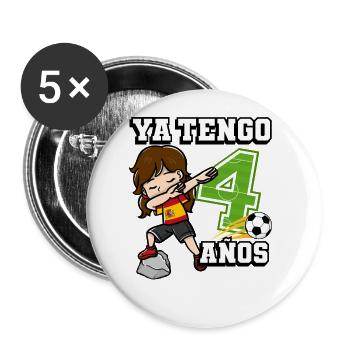 Football girl c’est mon 8ème anniversaire espagnol - Lot de 5 grands badges (56 mm) - blanc - Devant
