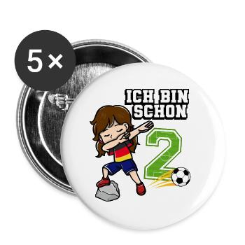 Football Girl I'm already 2 birthday - Buttons large 2.2''/56 mm (5-pack) - white - Front