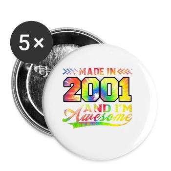 Fabriqué en 2001 et je suis génial Tie Dye coloré - Lot de 5 grands badges (56 mm) - blanc - Devant
