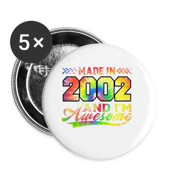 Fabriqué en 2002 et je suis génial Tie Dye coloré - Lot de 5 grands badges (56 mm) - blanc - Devant