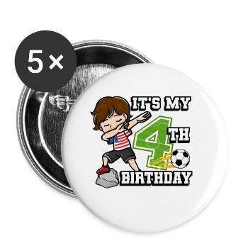 Footballer Boy I'm already 4th birthday - Buttons large 2.2''/56 mm (5-pack) - white - Front