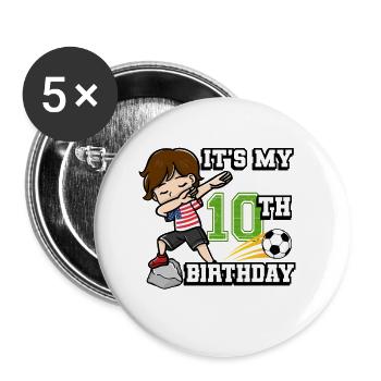 Soccer Boy C’est mon 10e anniversaire américain - Lot de 5 grands badges (56 mm) - blanc - Devant